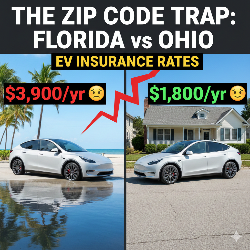 EV Insurance Rates by Zip Code: Why My Florida Move Cost Me $2,400 More Than Ohio